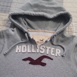 Hollister Light Gray Hoodie with Maroon Logo